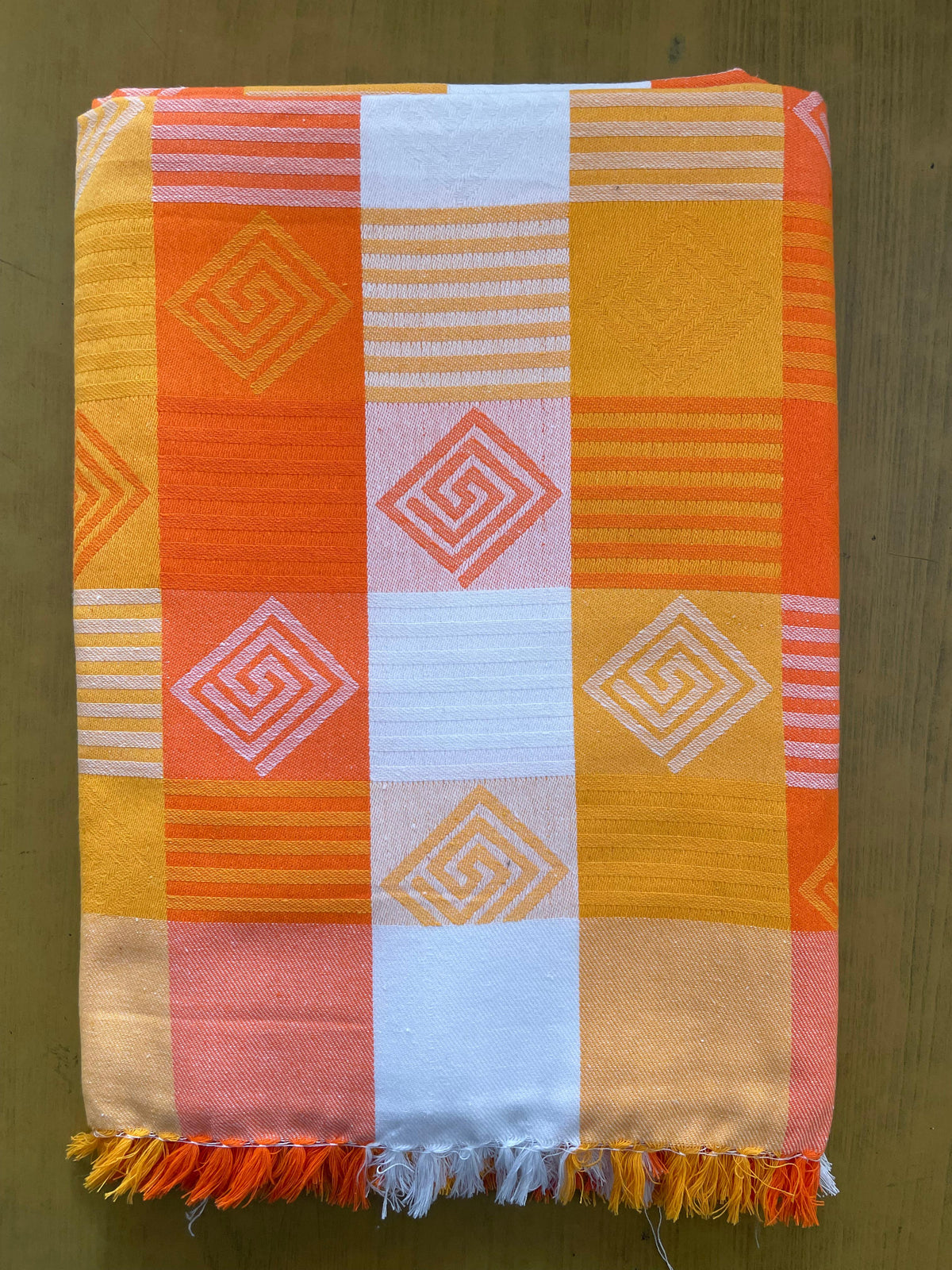 Mustard & Orange Checked Print Jacquard Blankets