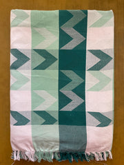 Green Zig Zag Print Jacquard Blankets