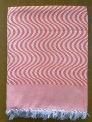 Orange Base Zig Zag Print Jacquard Blankets