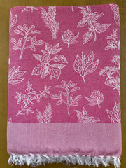 Pink Base Garden Print Jacquard Blankets