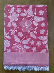 Red Base Flower Print Jacquard Blankets