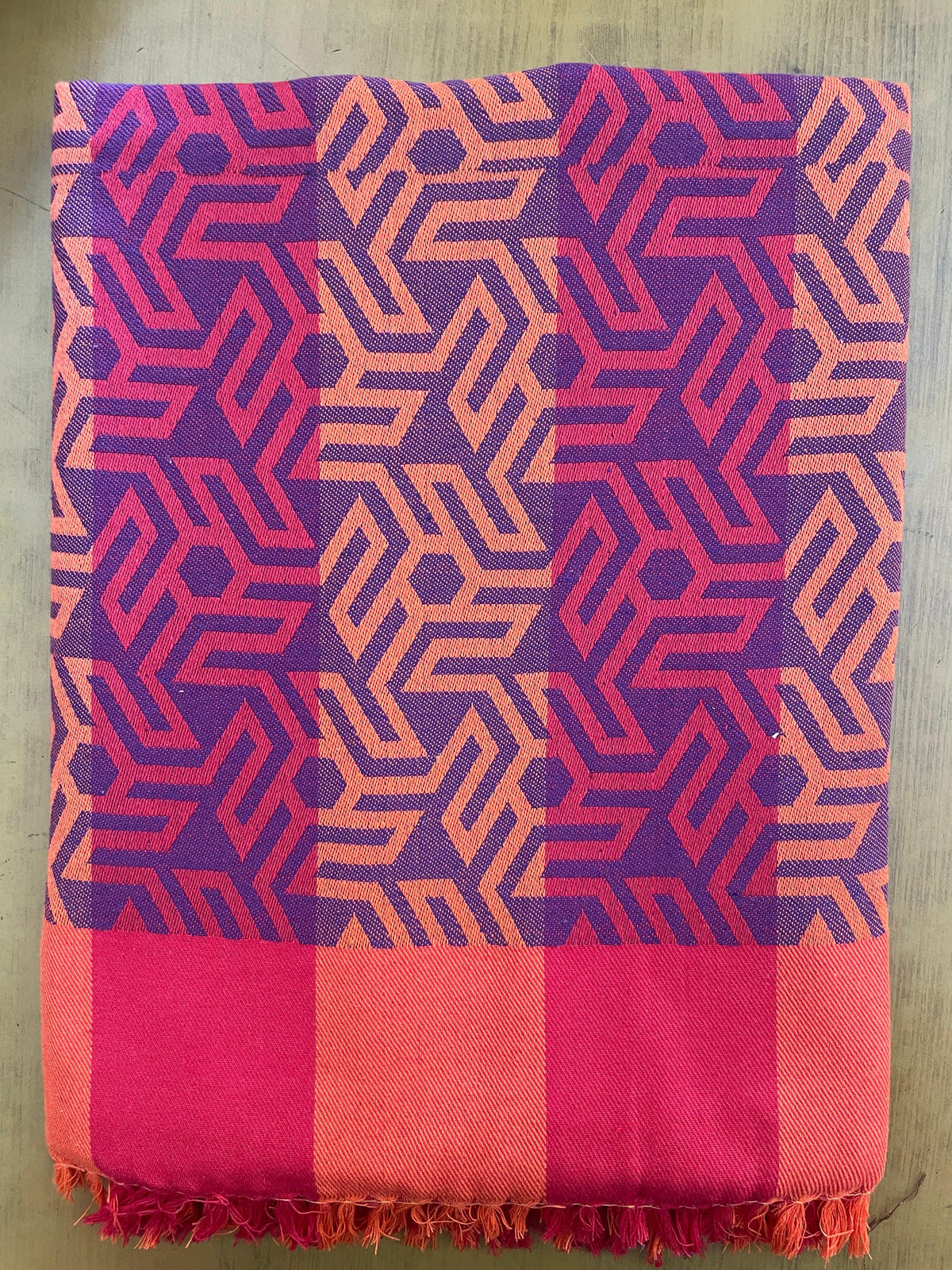 Blue Red Orange Geometric Print Jacquard Blankets