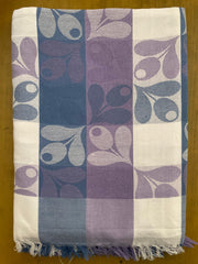 Navy Blue & Purple Floral Print Jacquard Blankets