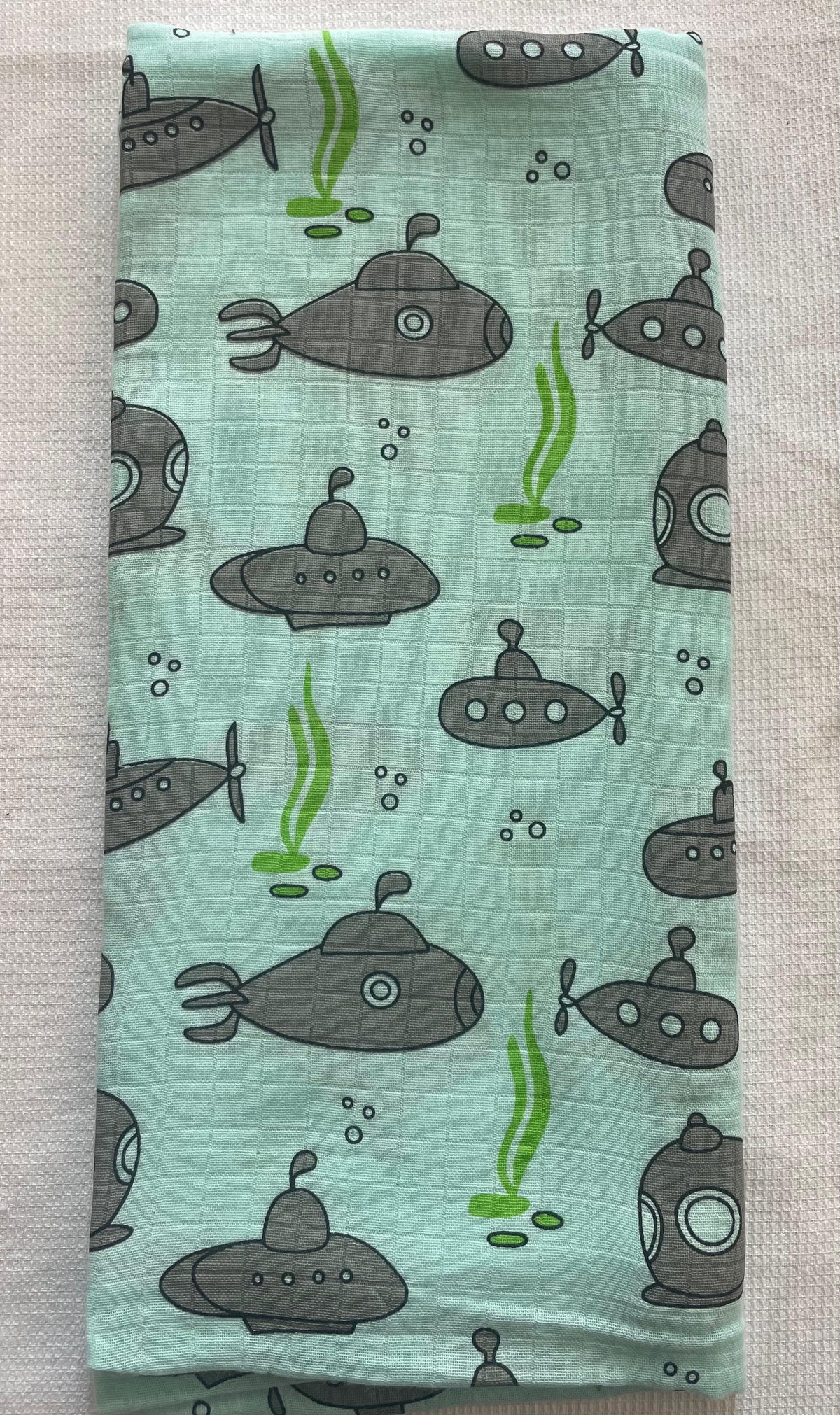Aqua Base Fish Print Muslin Towel