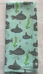 Aqua Base Fish Print Muslin Towel