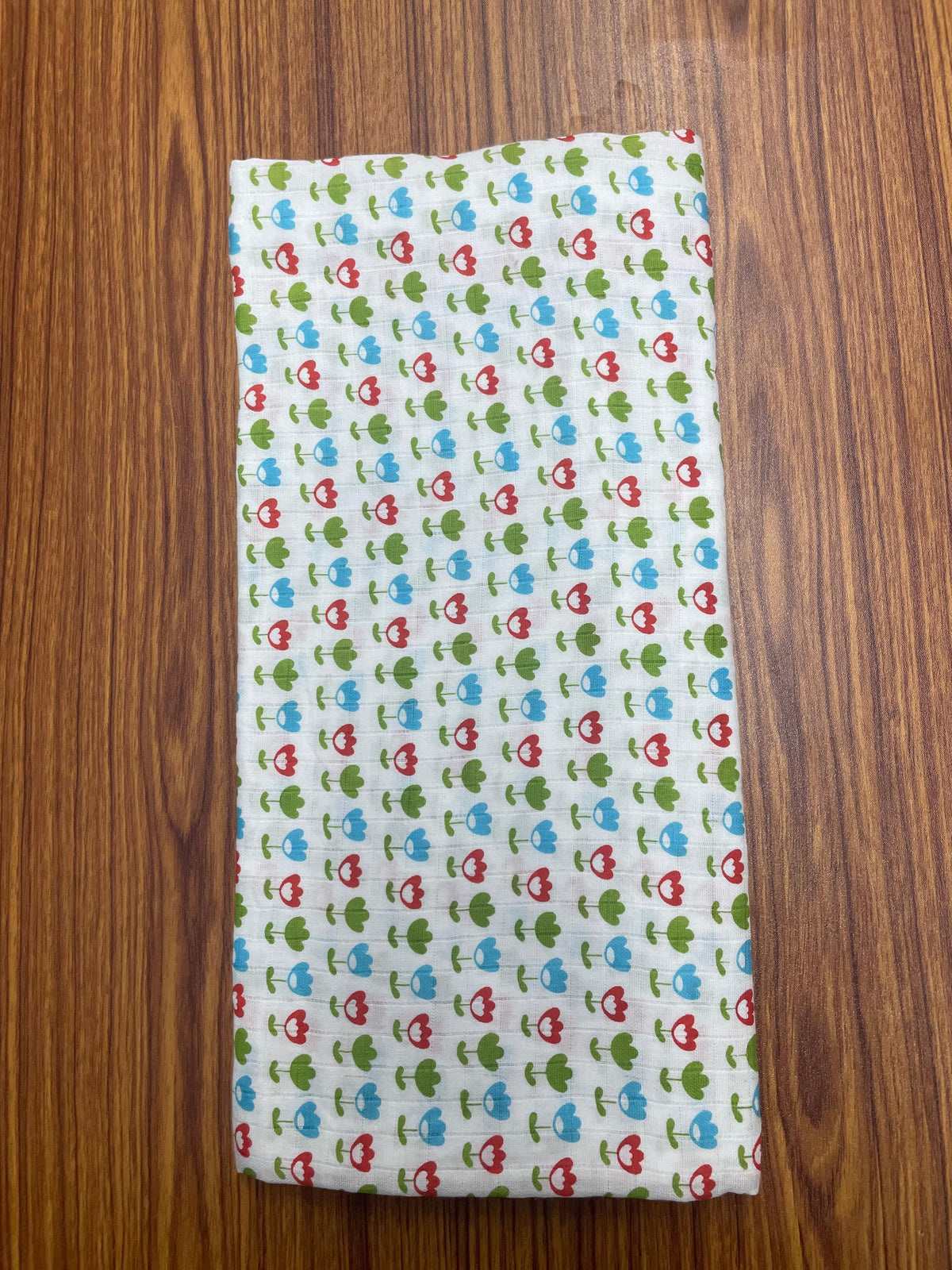 White Base Lotus Print Muslin Towel
