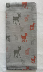 Gray Base Deer Print Muslin Towel