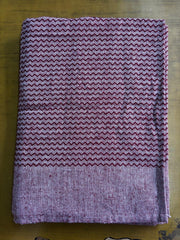 Dark Maroon Zig Zag Print Single Cot Bedsheet