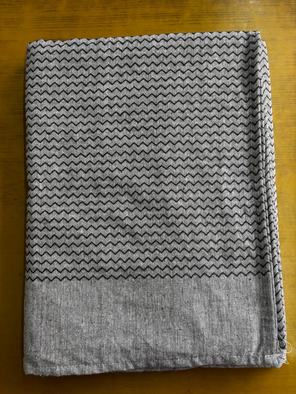 Dark Gray Zig Zag Print Single Cot Bedsheet
