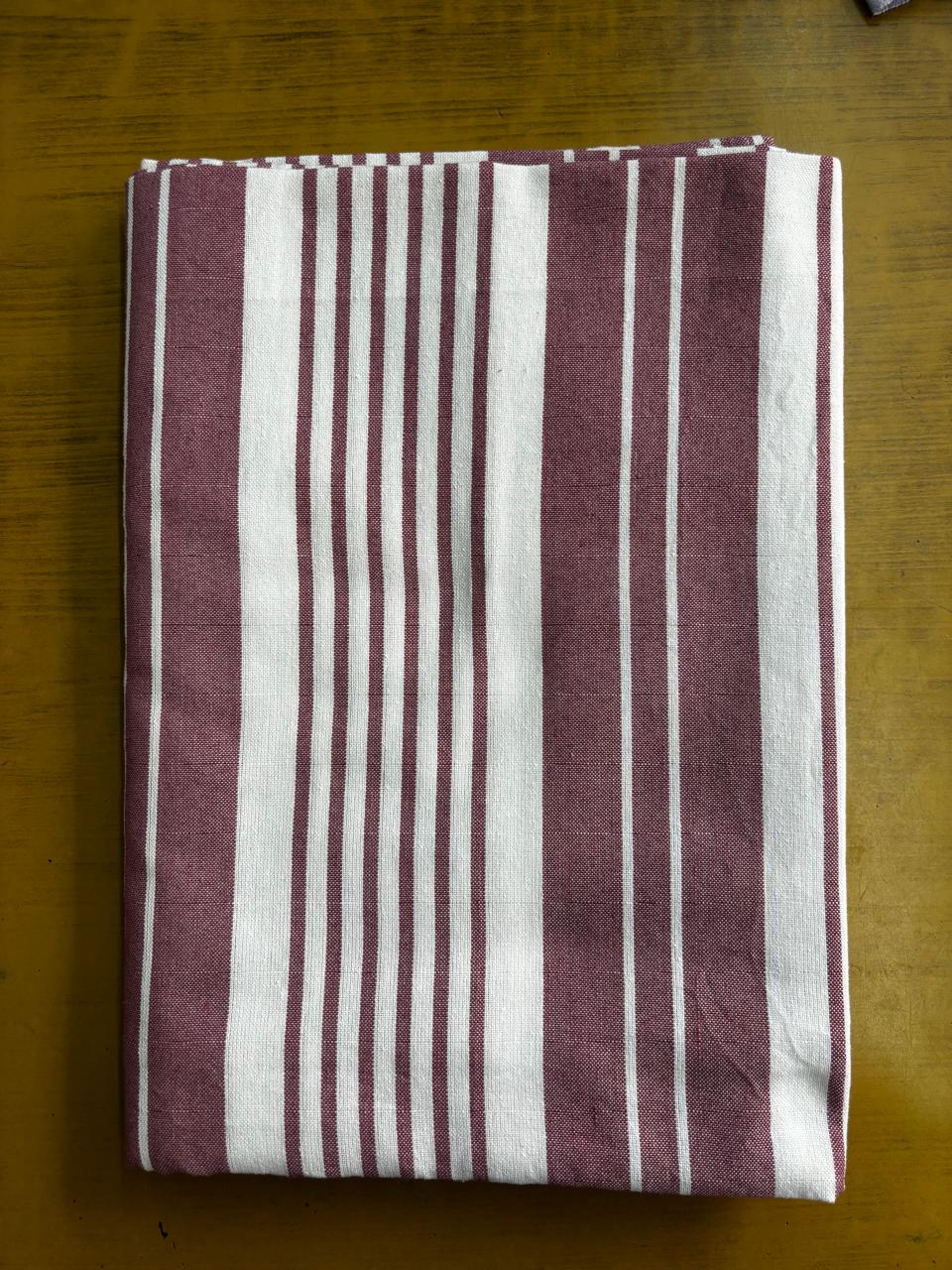 White Light Maroon Stripe Print Single Cot Bedsheet