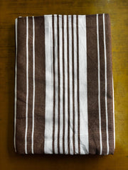 White Brown Stripe Print Single Cot Bedsheet