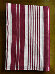 White Dark Maroon Stripe Print Single Cot Bedsheet
