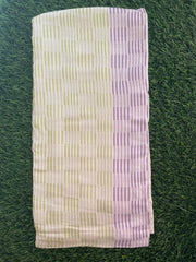 Light Green & Purple Lines Checked Print Bamboo Towel
