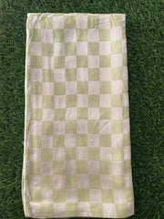 Light Green Checked Print Bamboo Towel