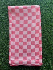Red Checked Print Bamboo Towel