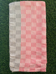 Red & Gray Lines Checked Print Bamboo Towel