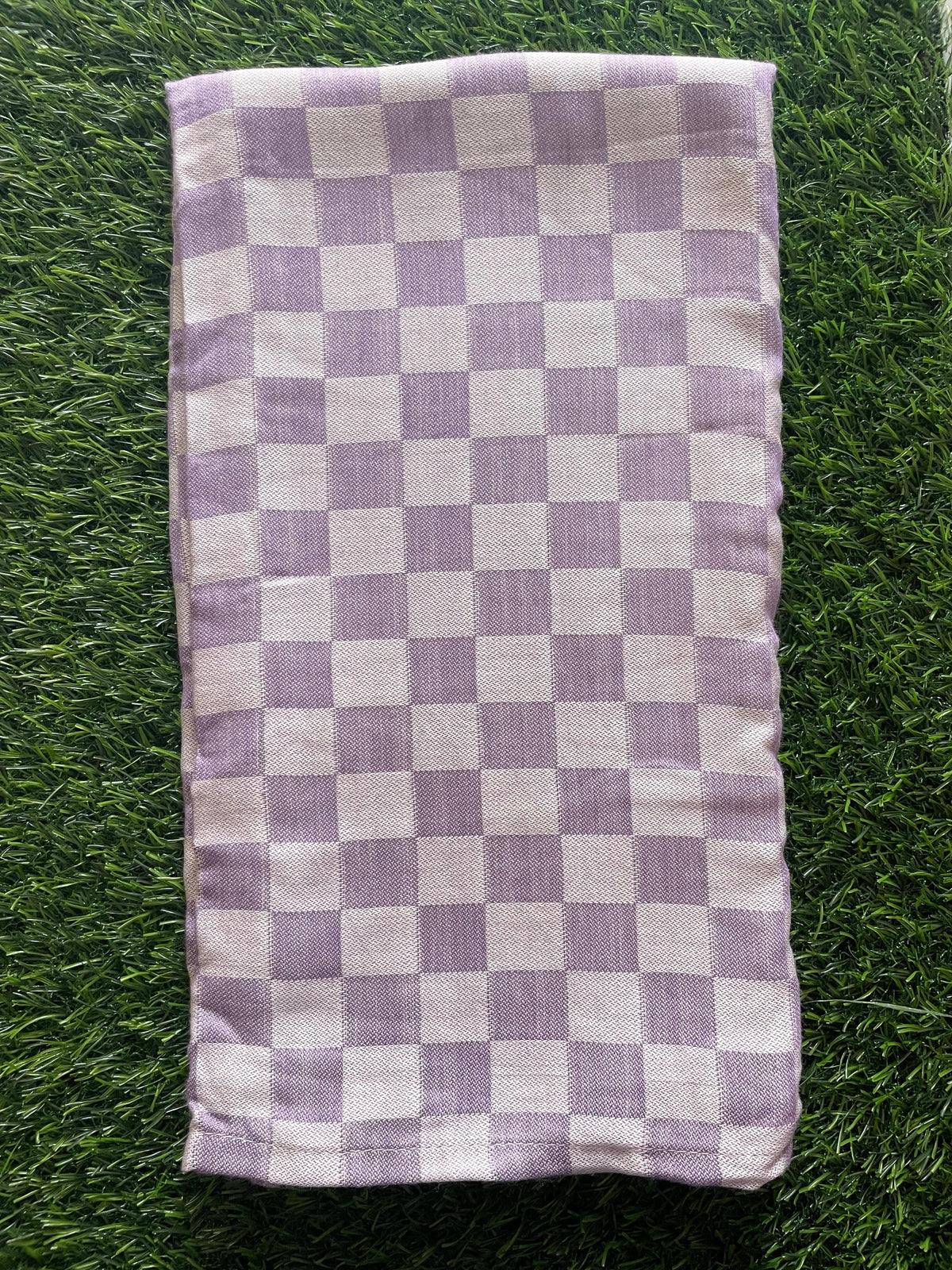 Purple Checked Print Bamboo Towel