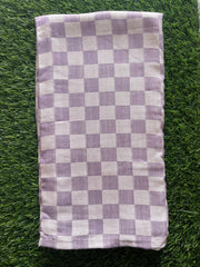 Purple Checked Print Bamboo Towel