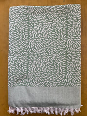 Green Base Drops Print Jacquard Blankets