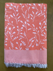 Orange Base Plant Print Jacquard Blankets