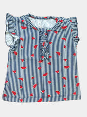 Baby T-Shirt (12 - 18 Months) - White Blue Watermelon