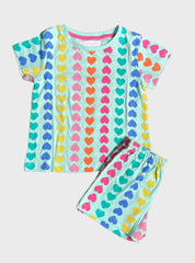 Kids Tee Shorts Set -  Multi Colour's  Heart