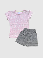 6 - 9 Months Kids T - Shirt & Shorts - Pink & White heart