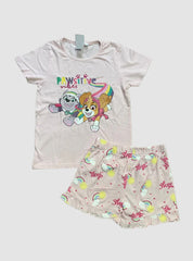 6 - 7  Years Kids T - Shirt & Shorts - Light Pink Two dogs