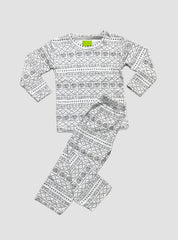 Kids Full Sleeve T-Shirts Pant - White and Block Line