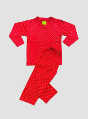 Kids Full Sleeve T-Shirts Pant -  Full Red Dots