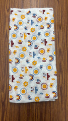 White Base Sunshine Print Muslin Towel