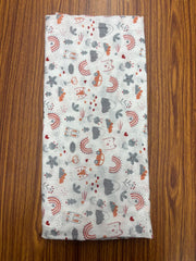 White Base Rainbow Print Muslin Towel