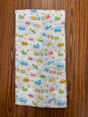 White Base Transport Print Muslin Towel