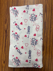 White Base Mom Dad Muslin Towel