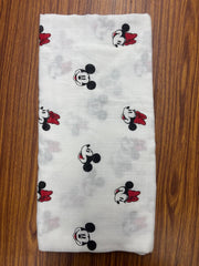 White Base Micky Minnie Muslin Towel
