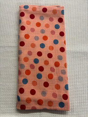 Orange Base Polka Dots Prints Muslin Towel