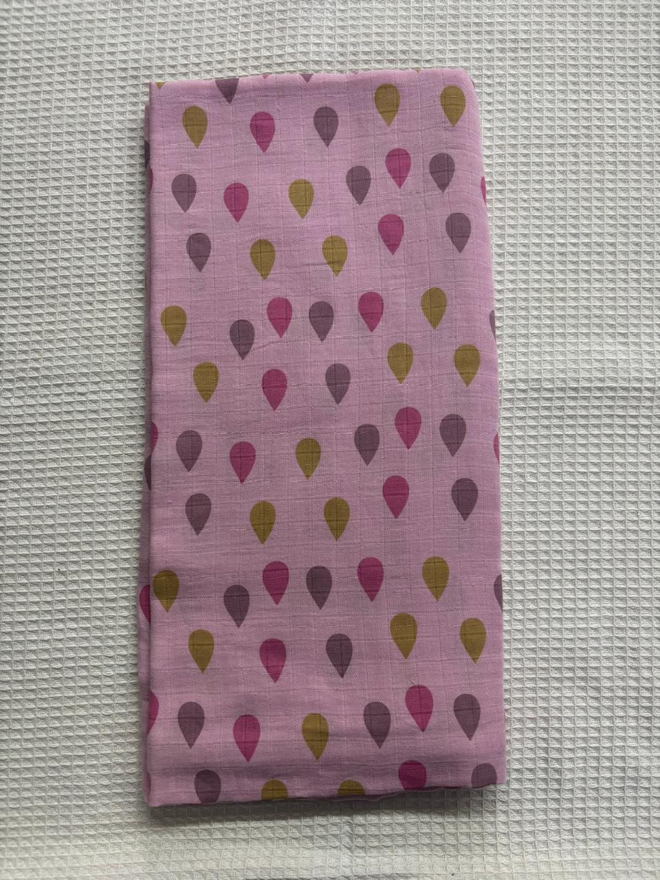 Pink Base Rain Drops Muslin Towel