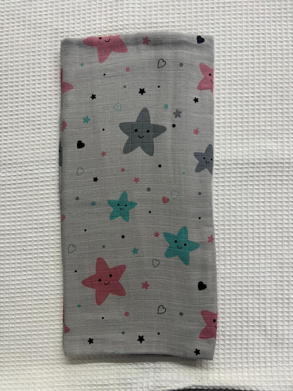 Gray Base Stars Print Muslin Towel