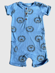 Baby Half Jumpsuit - Lion Face on Light Blue